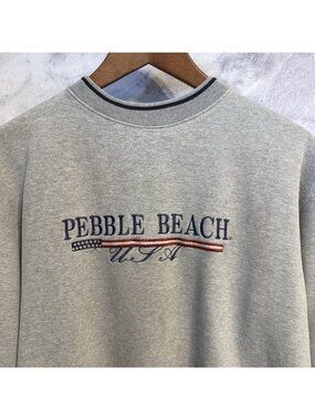 Vintage Pebble Beach USA Sweatshirt Mens Small S Crew Neck Embroidered